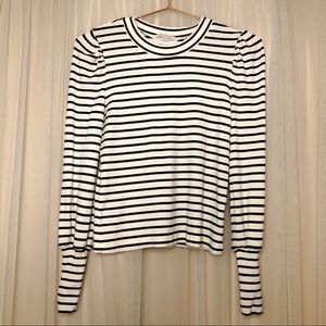 Puff Shoulder Striped Long Sleeve